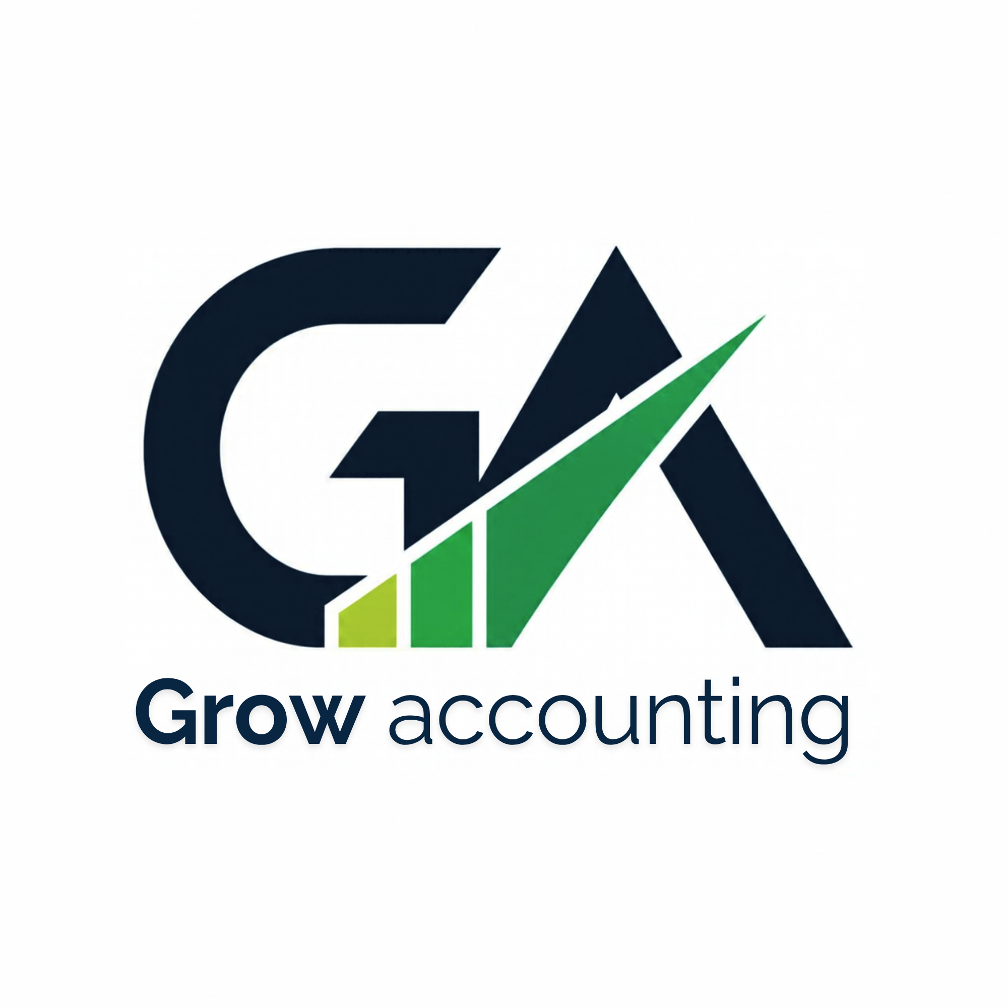 Logo Grow Accounting v tmavomodrej, zelenej a limetkovej farbe
